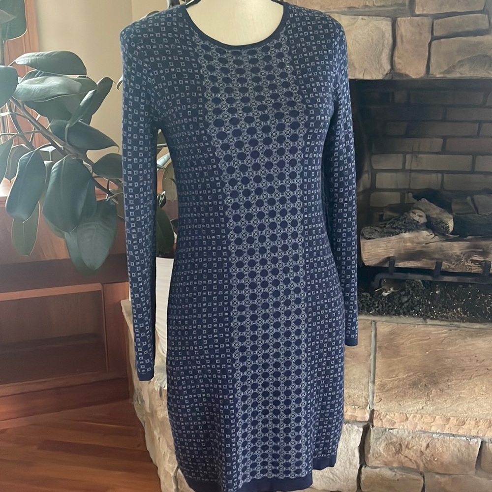 Cynthia Rowley Long Sleeve Knit Geometric Sweater Dress Size Medium